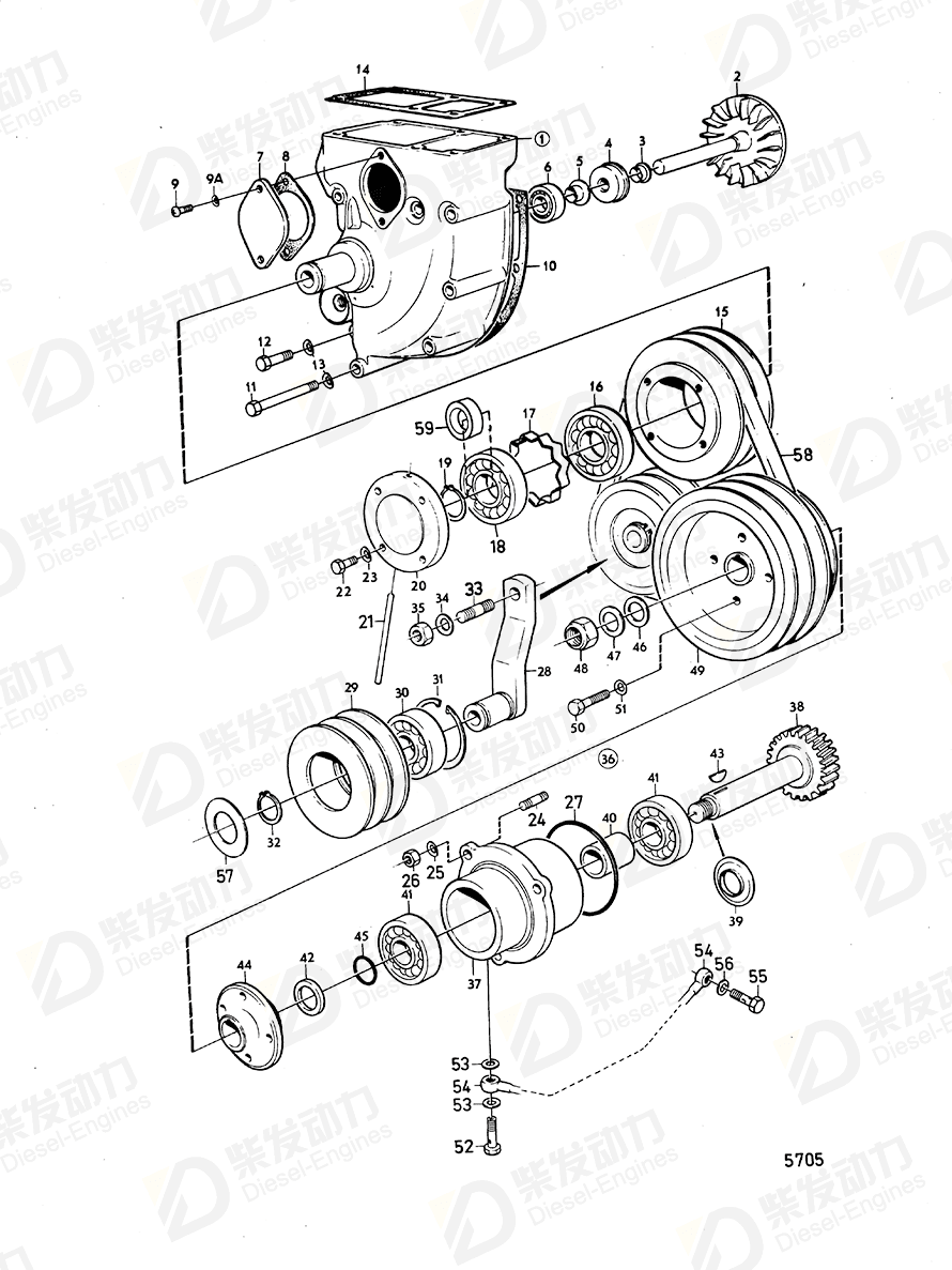 VOLVO Circulation pump 866584 Drawing VOLVO Circulation pump 866584 Drawing